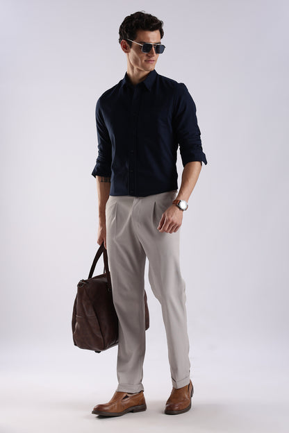 Cotton Oxford Solid Shirt Navy