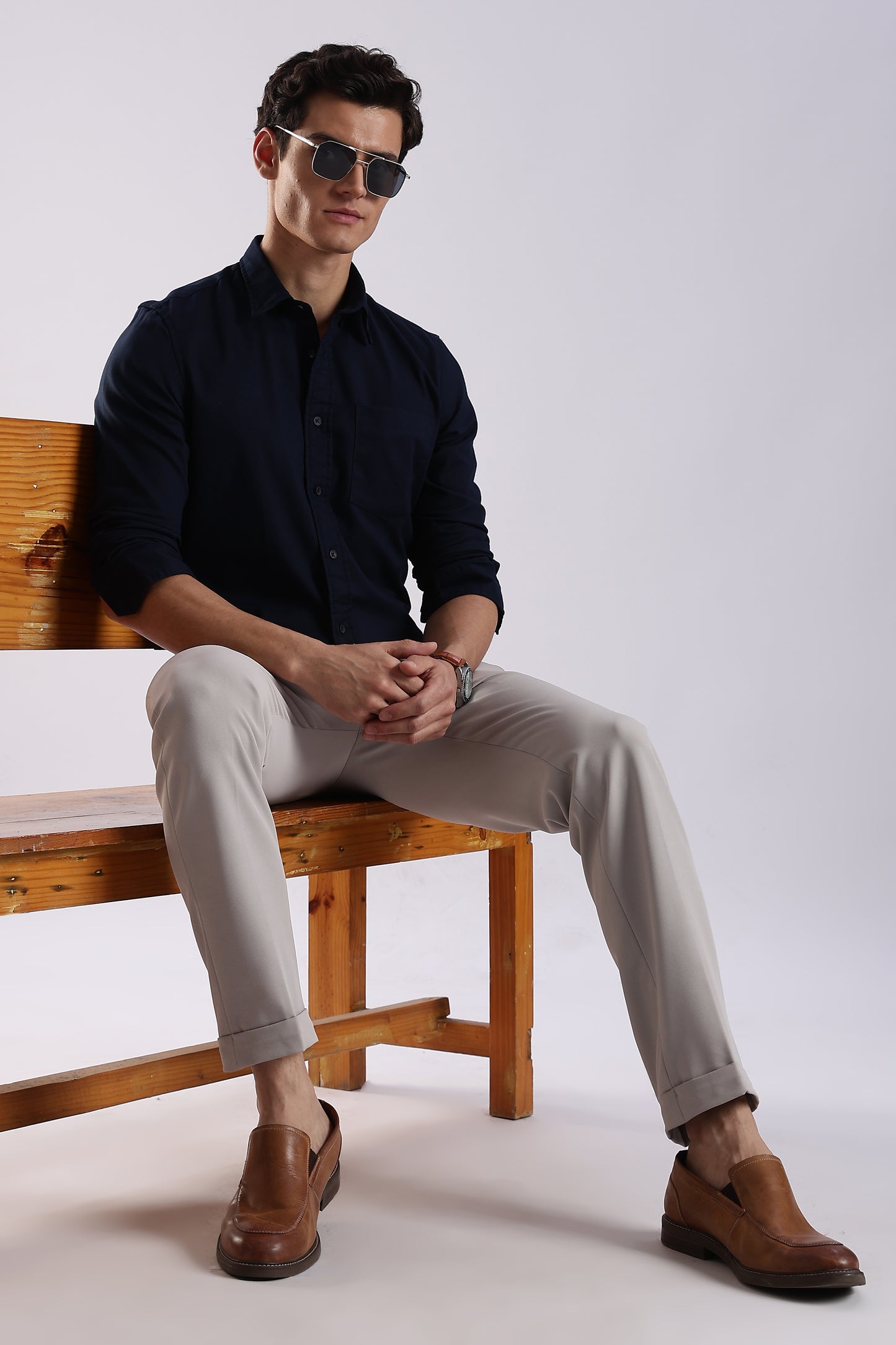 100% Cotton Oxford Solid Shirt Navy
