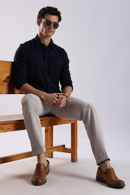 Cotton Oxford Solid Shirt Navy