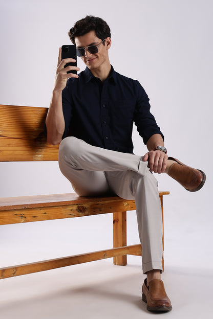 Cotton Oxford Solid Shirt Navy