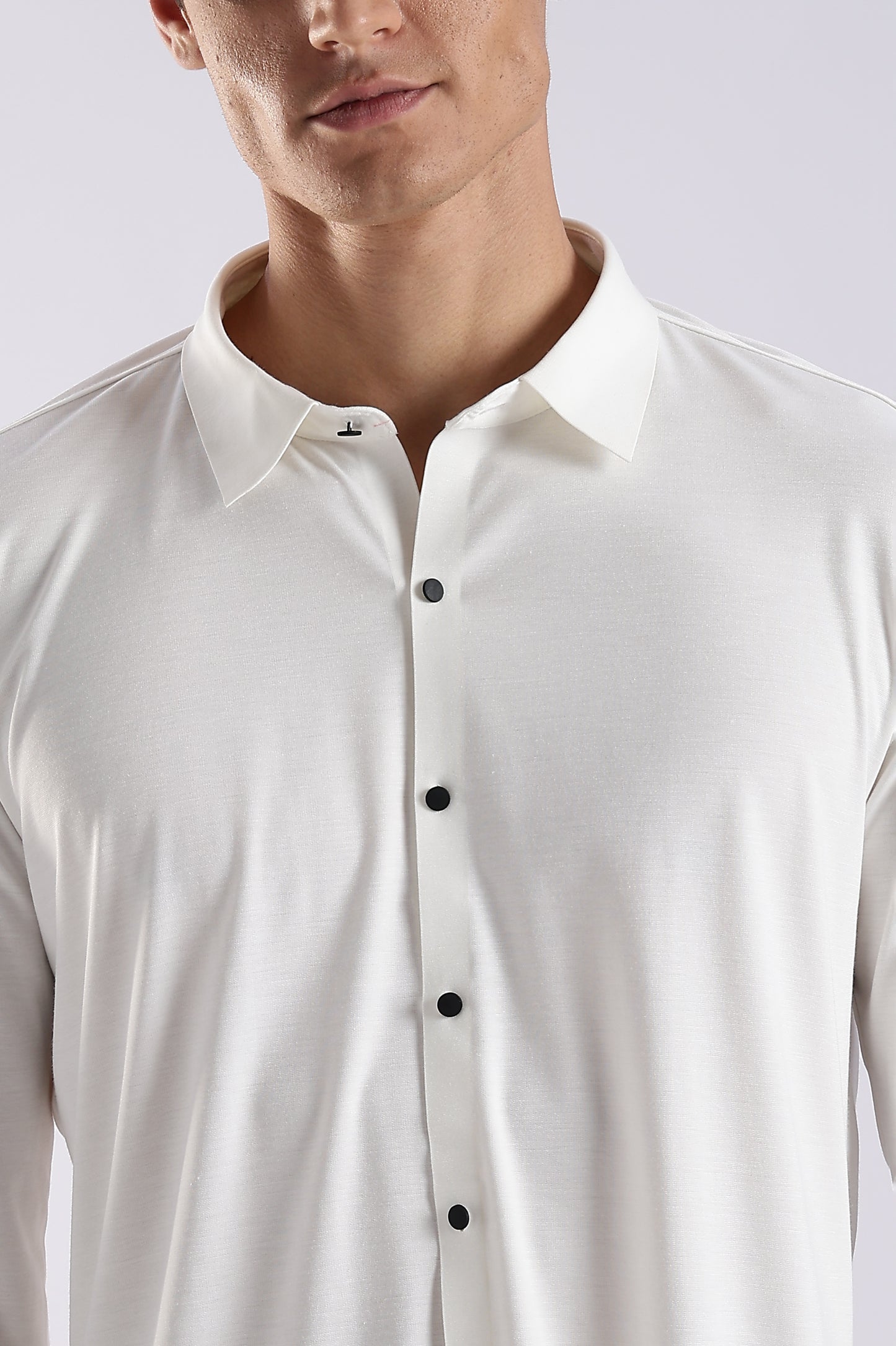 Knitted Tencel Stichless Finish Shirt White