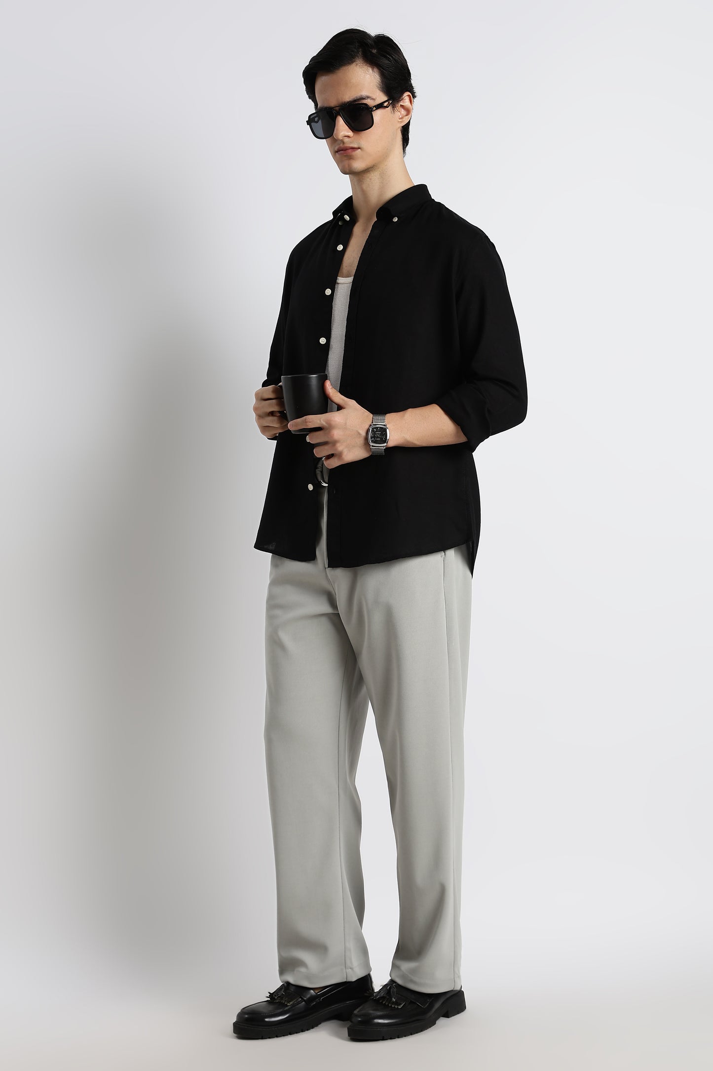 Relaxed Korean Fit Pants Lt Grey