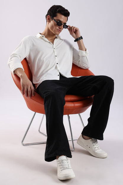 Knitted Tencel Stichless Finish Shirt White