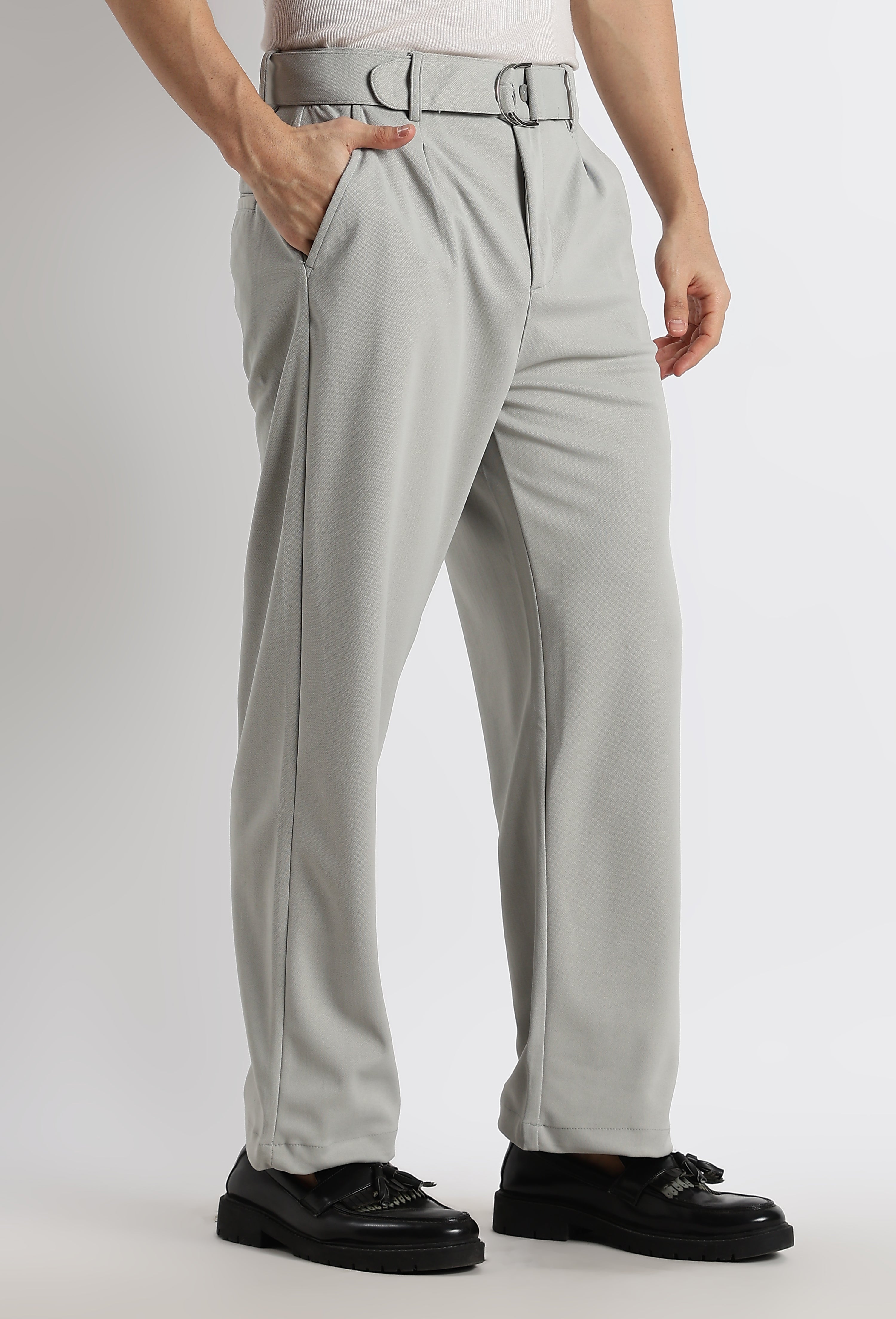 Relaxed Korean Fit Pants Lt Grey
