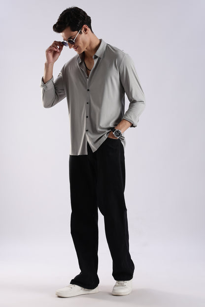 Knitted Tencel Stichless Finish Shirt Lt Grey