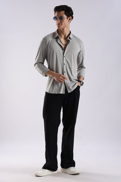 Knitted Tencel Stichless Finish Shirt Lt Grey