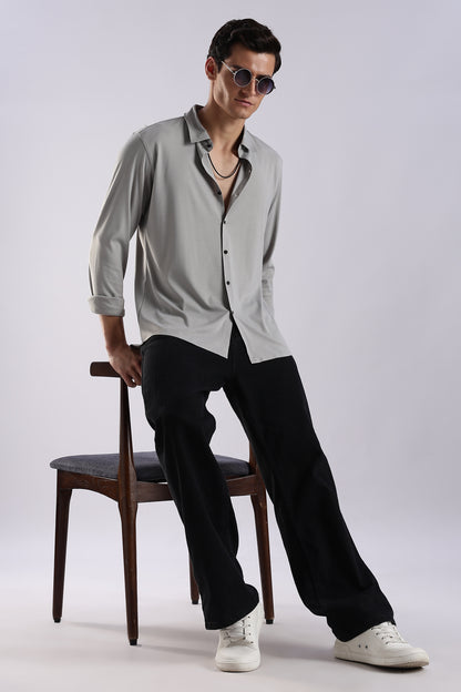 Knitted Tencel Stichless Finish Shirt Lt Grey