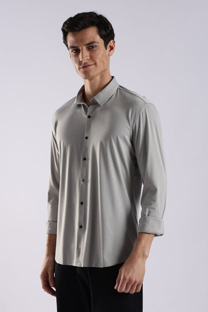 Knitted Tencel Stichless Finish Shirt Lt Grey