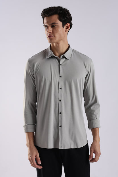 Knitted Tencel Stichless Finish Shirt Lt Grey