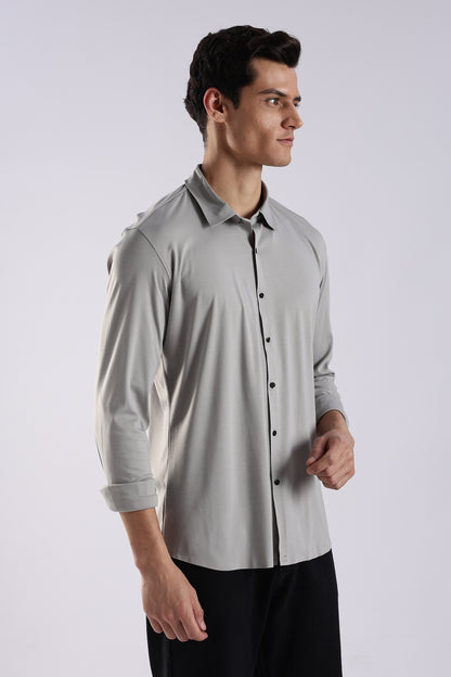 Knitted Tencel Stichless Finish Shirt Lt Grey