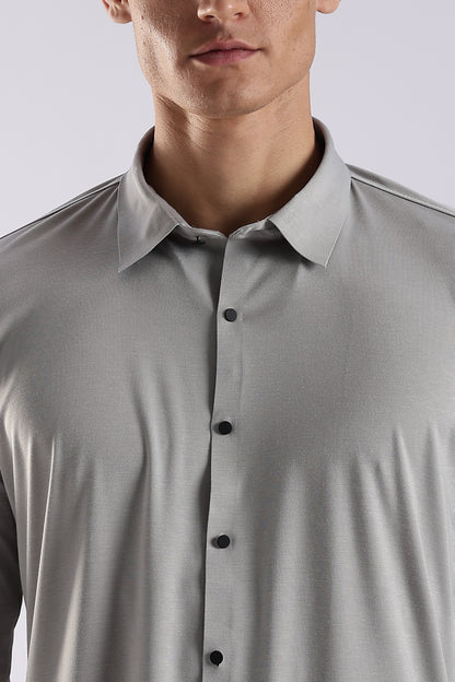 Knitted Tencel Stichless Finish Shirt Lt Grey