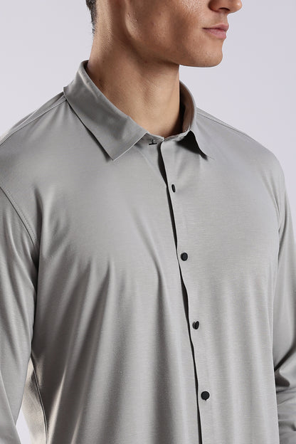 Knitted Tencel Stichless Finish Shirt Lt Grey