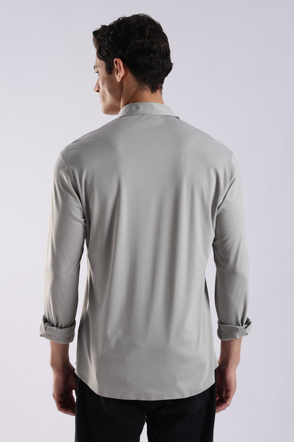Knitted Tencel Stichless Finish Shirt Lt Grey
