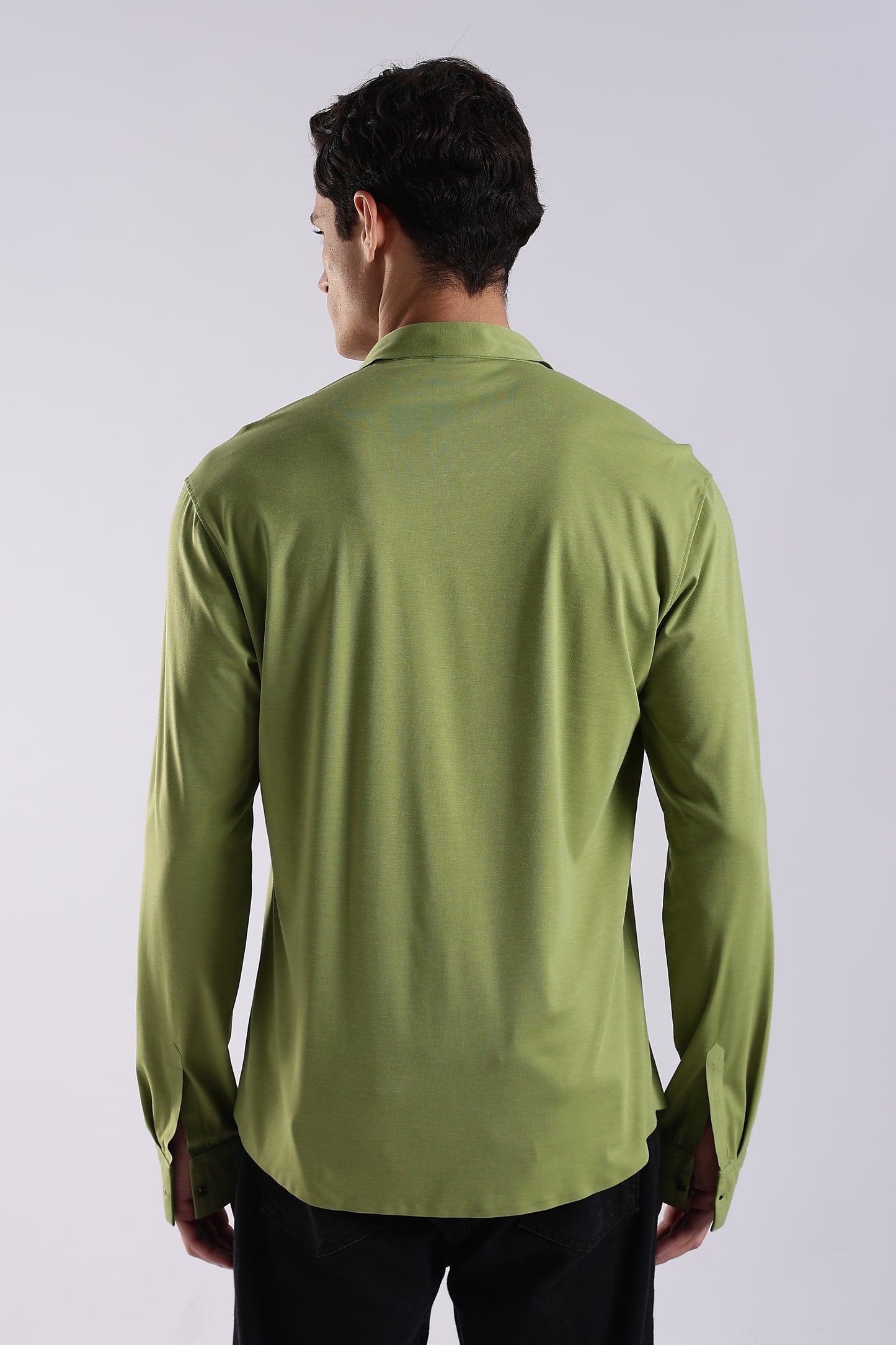 Knitted Tencel Stichless Finish Shirt Green