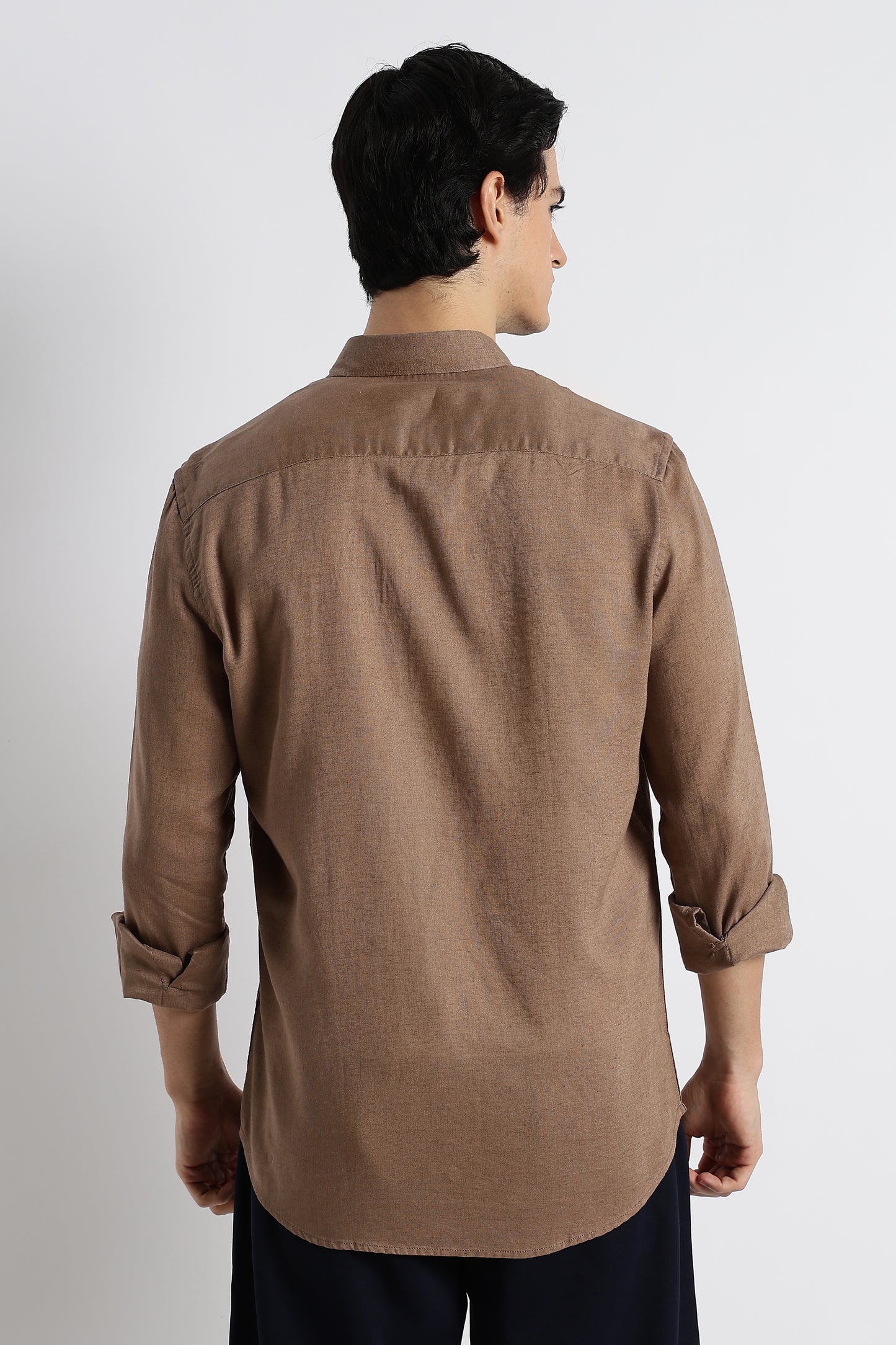 Minimal Cotton-Linen Shirt Lt Brown