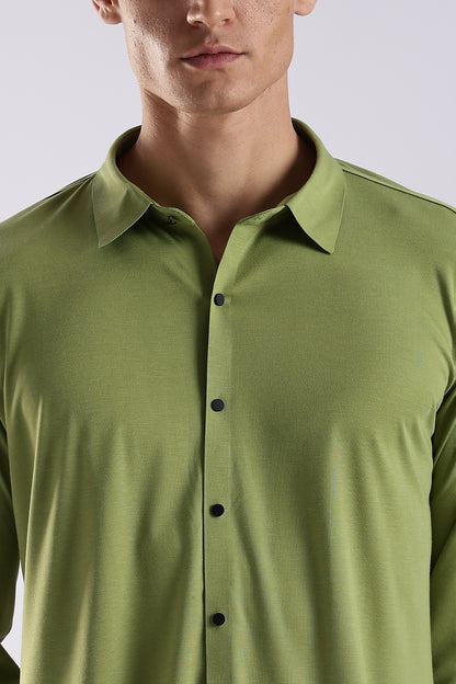 Knitted Tencel Stichless Finish Shirt Green