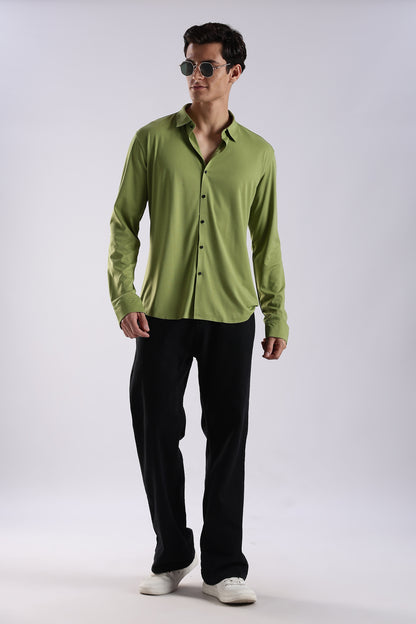 Knitted Tencel Stichless Finish Shirt Green