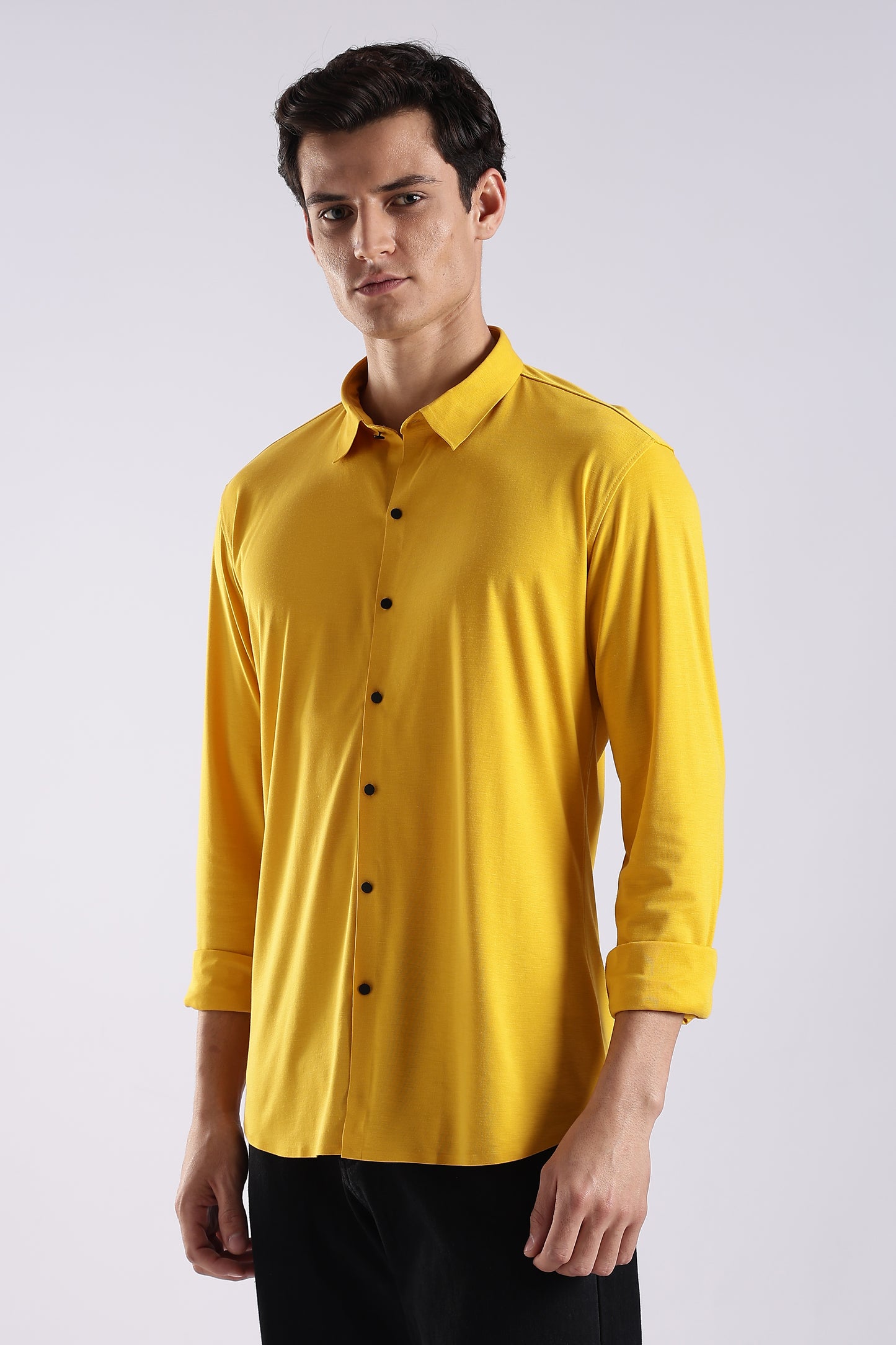 Knitted Tencel Stichless Finish Shirt Yellow
