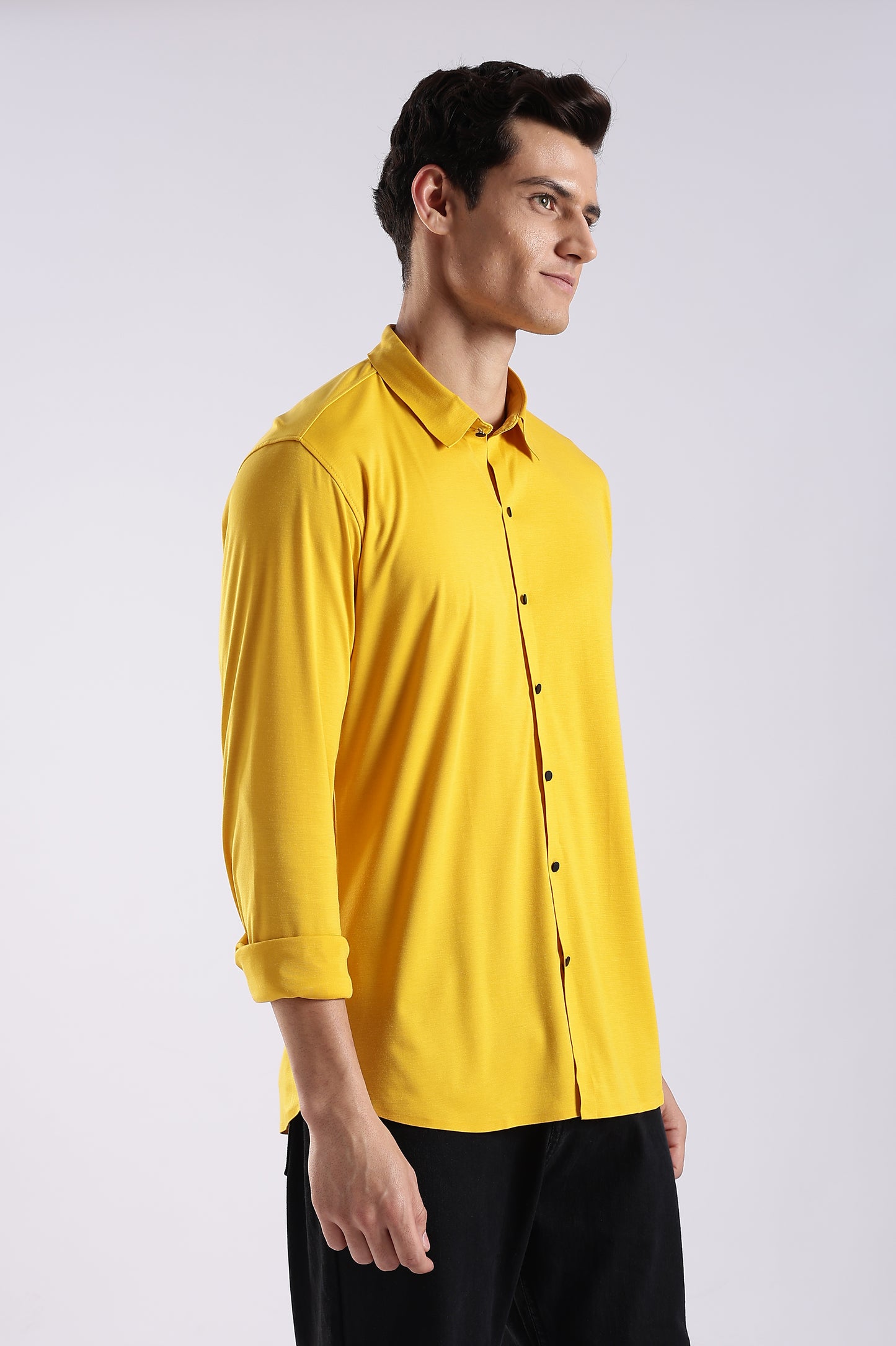 Knitted Tencel Stichless Finish Shirt Yellow