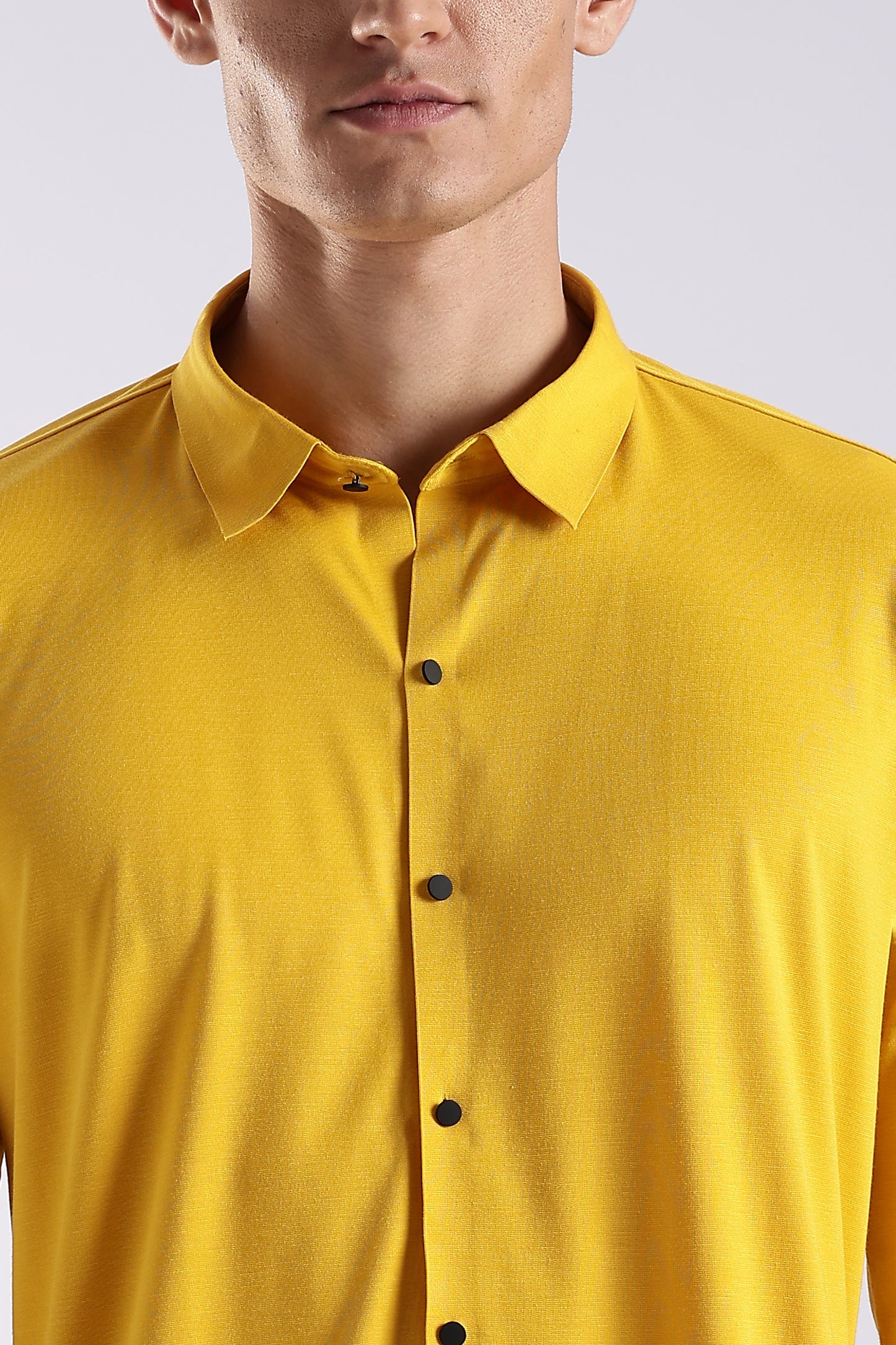 Knitted Tencel Stichless Finish Shirt Yellow