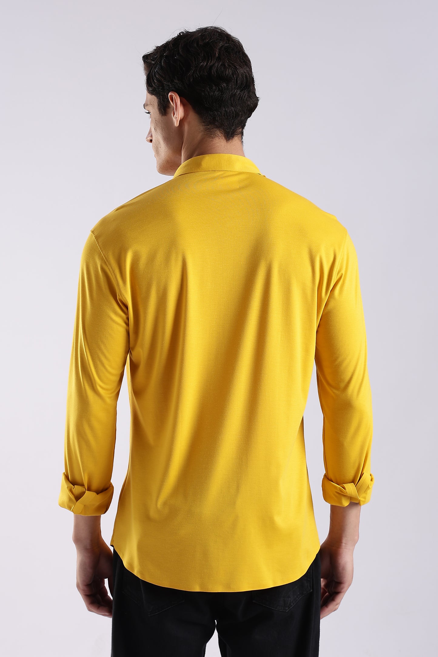 Knitted Tencel Stichless Finish Shirt Yellow