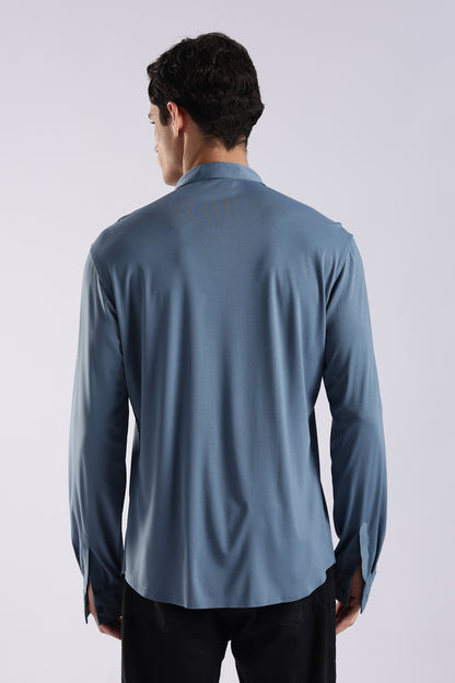 Knitted Tencel Stichless Finish Shirt Denim