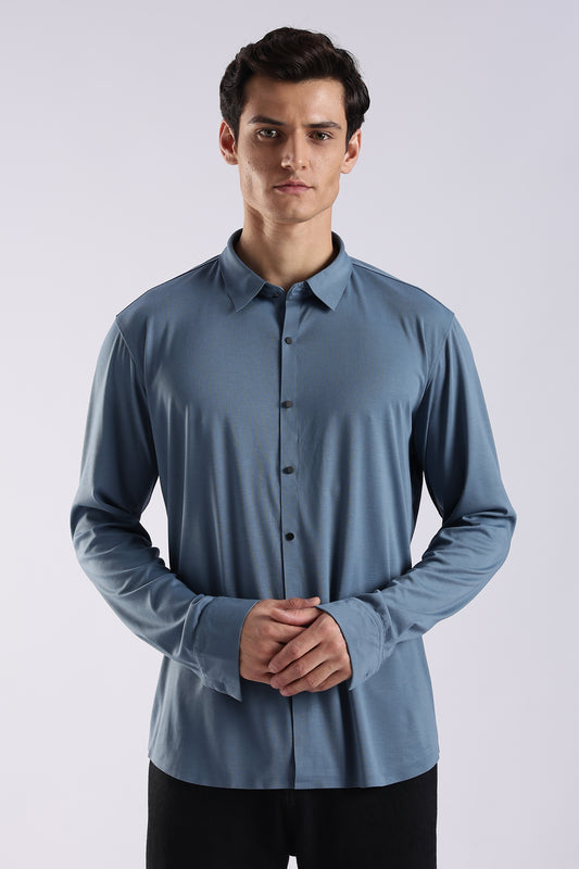 Knitted Tencel Stichless Finish Shirt Denim