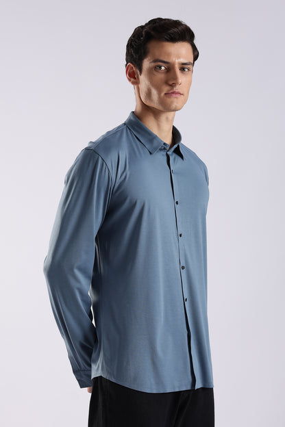 Knitted Tencel Stichless Finish Shirt Denim