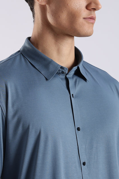 Knitted Tencel Stichless Finish Shirt Denim