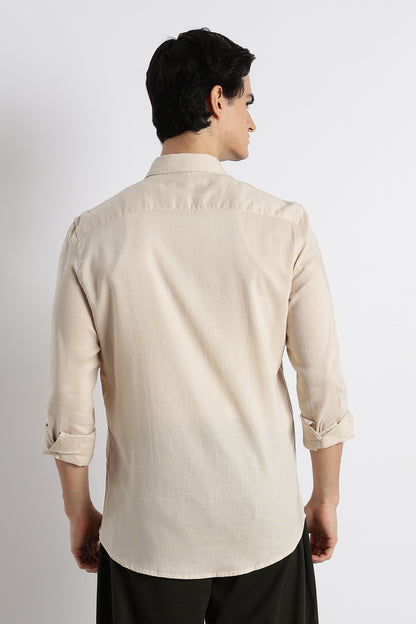 Minimal Linen Shirt Beige