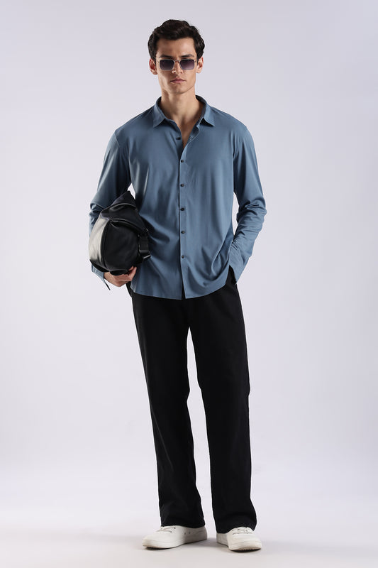 Knitted Tencel Stichless Finish Shirt Denim