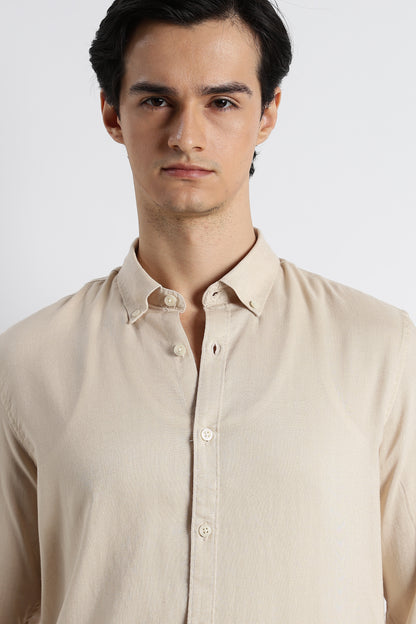 Minimal Linen Shirt Beige