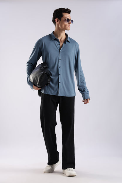Knitted Tencel Stichless Finish Shirt Denim