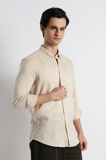 Minimal Linen Shirt Beige