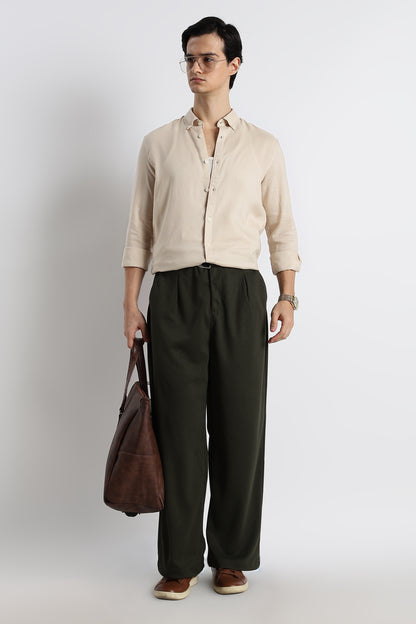 Minimal Linen Shirt Beige