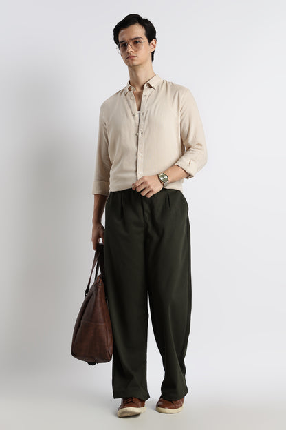 Minimal Linen Shirt Beige
