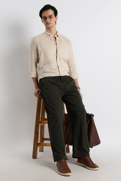 Minimal Linen Shirt Beige