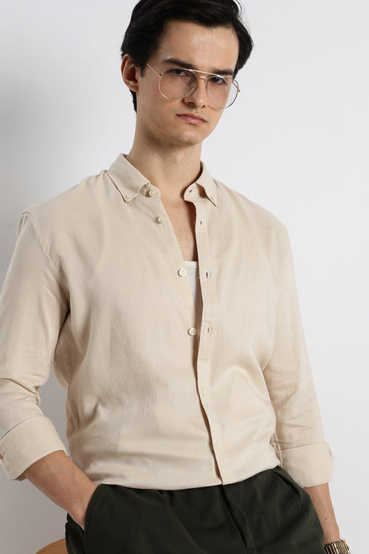 Minimal Linen Shirt Beige