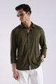 Knitted Tencel Stichless Finish Shirt Olive
