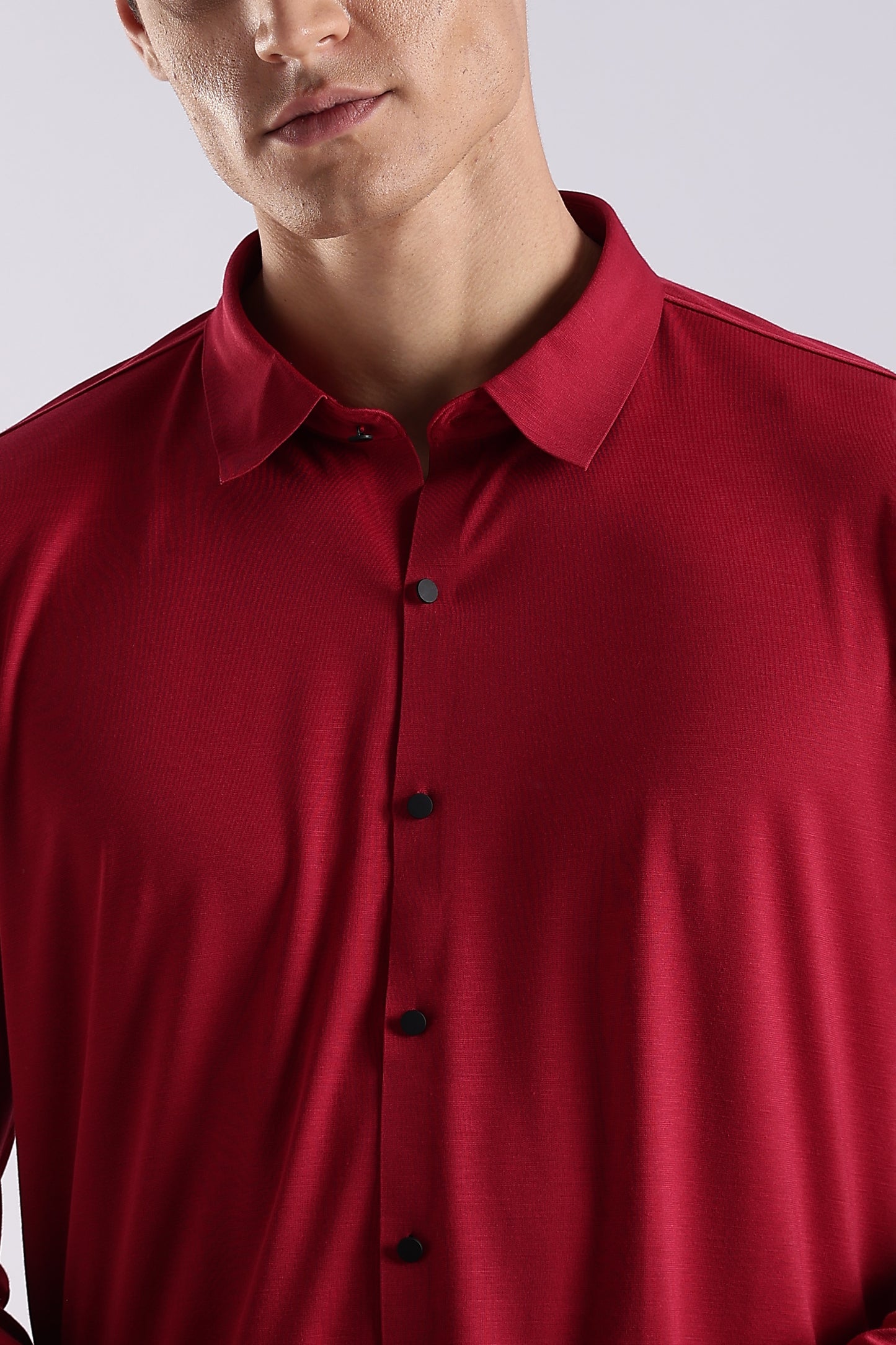 Knitted Tencel Stichless Finish Shirt Maroon