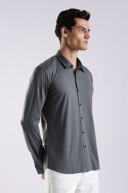 Knitted Tencel Stichless Finish Shirt Dk Grey