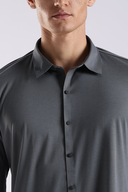 Knitted Tencel Stichless Finish Shirt Dk Grey