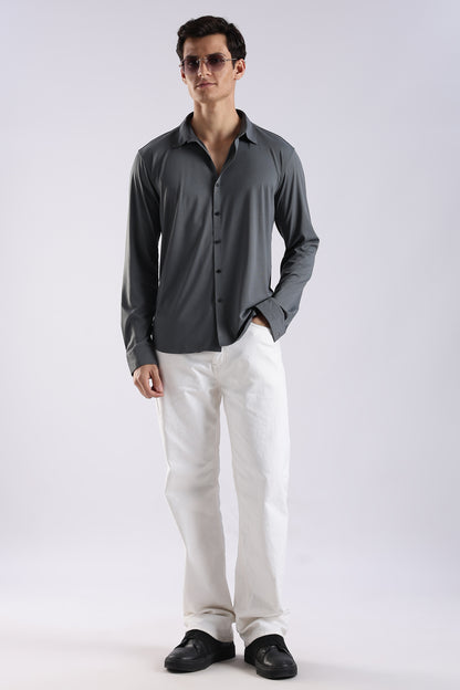 Knitted Tencel Stichless Finish Shirt Dk Grey