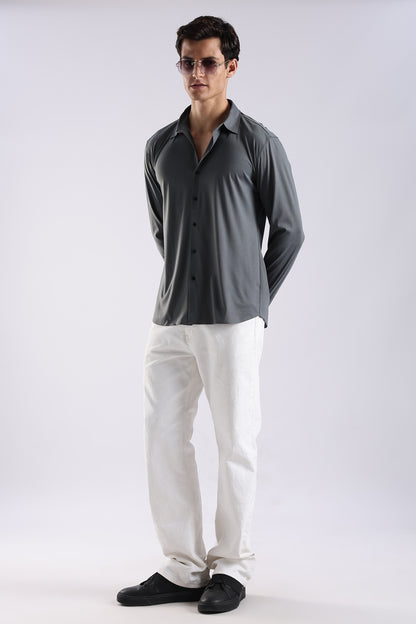 Knitted Tencel Stichless Finish Shirt Dk Grey