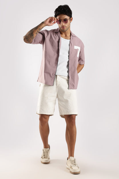 Cotton Slim Fit Zip-Up Shirt Lavender