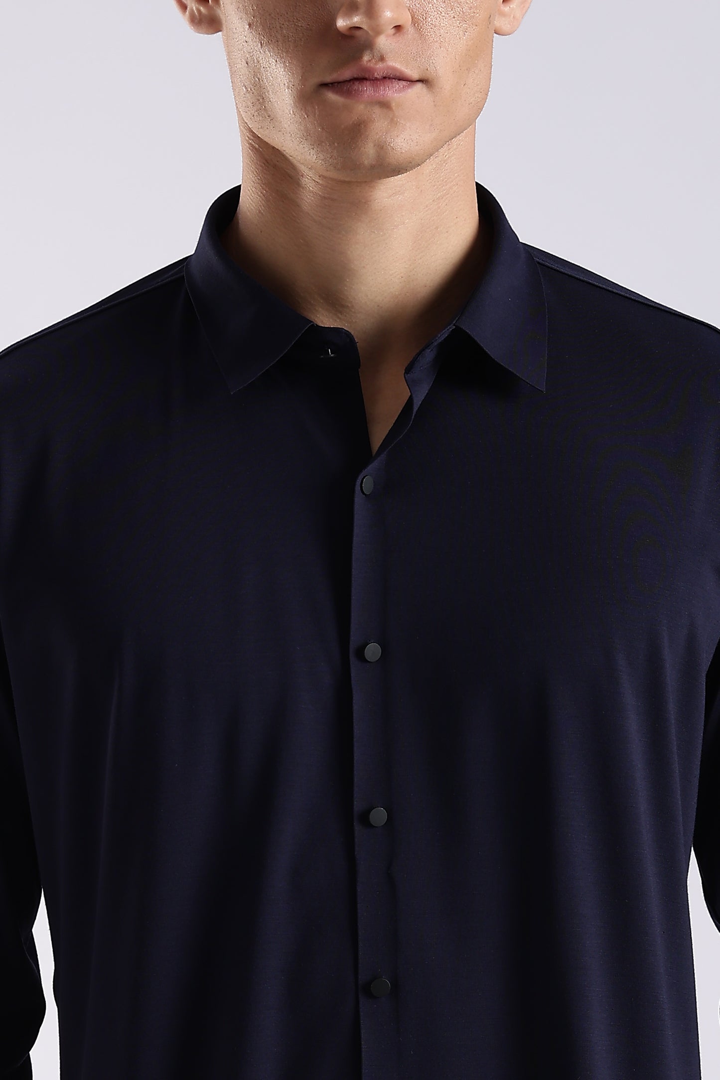 Knitted Tencel Stichless Finish Shirt Navy