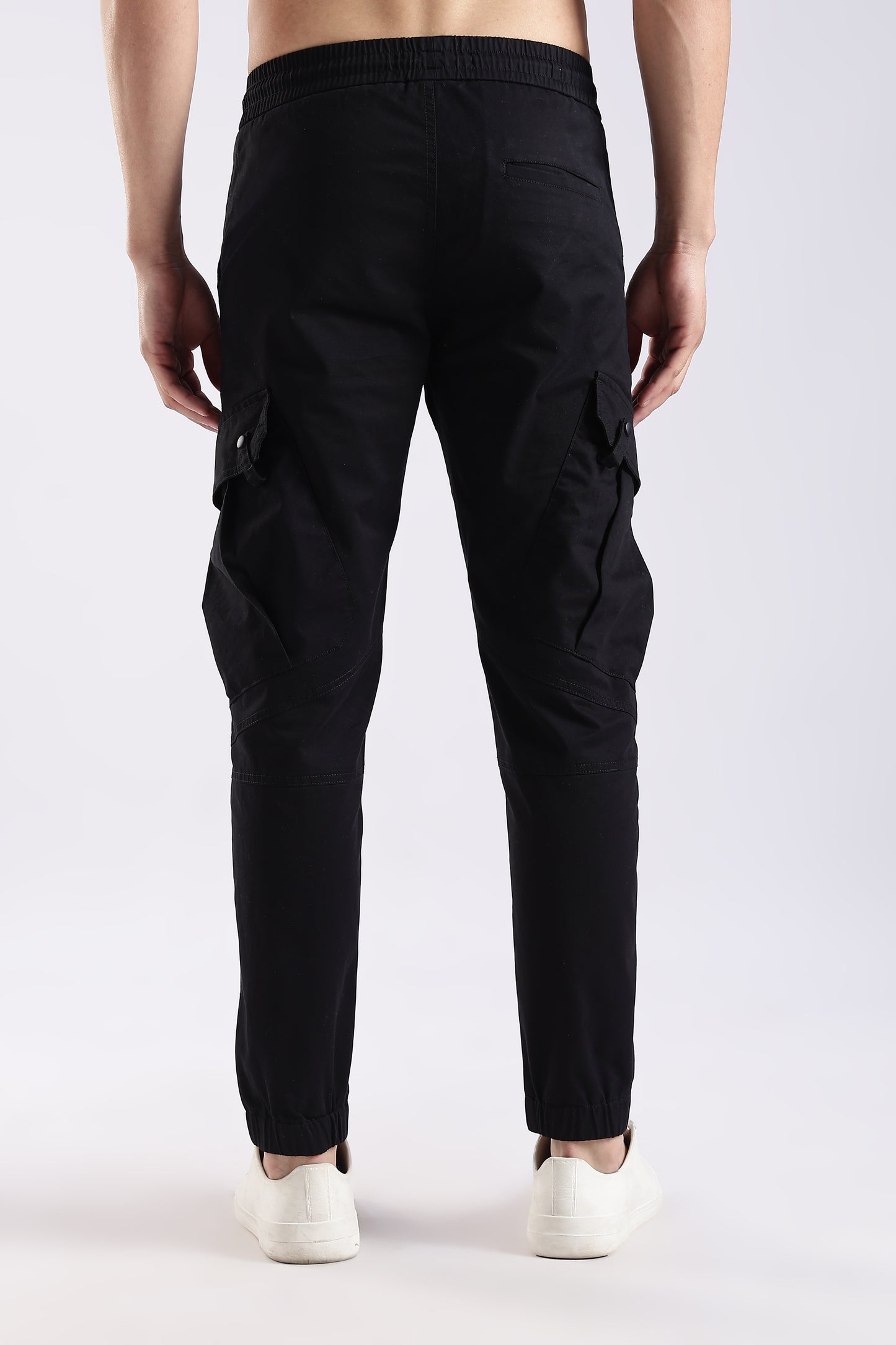 100% Cotton Slim Fit Cargo Pants Black
