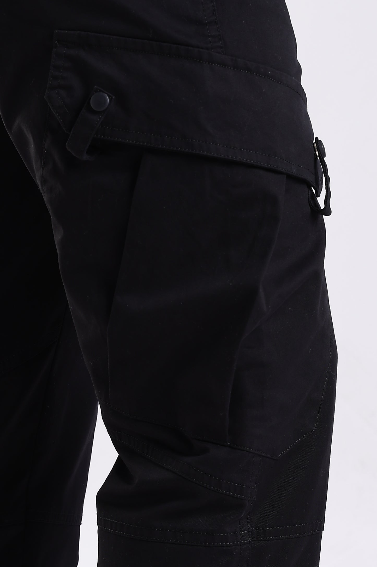 100% Cotton Slim Fit Cargo Pants Black