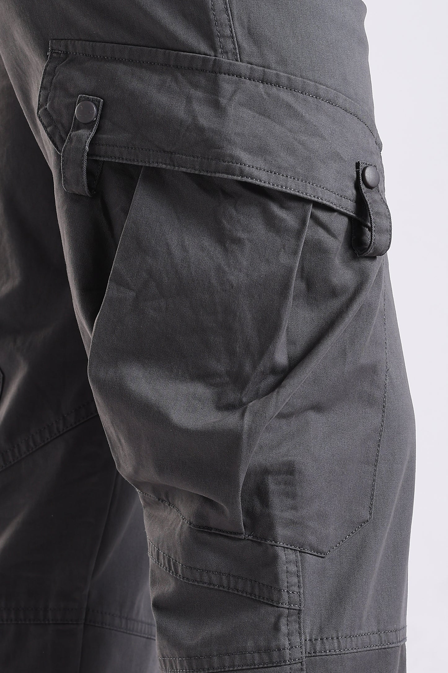 100% Cotton Slim Fit Cargo Pants Dk Grey