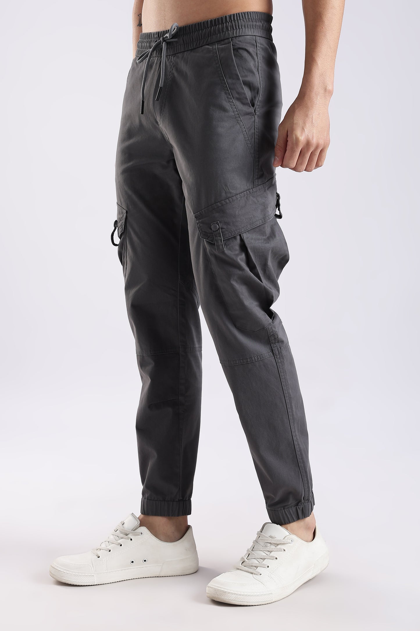 100% Cotton Slim Fit Cargo Pants Dk Grey